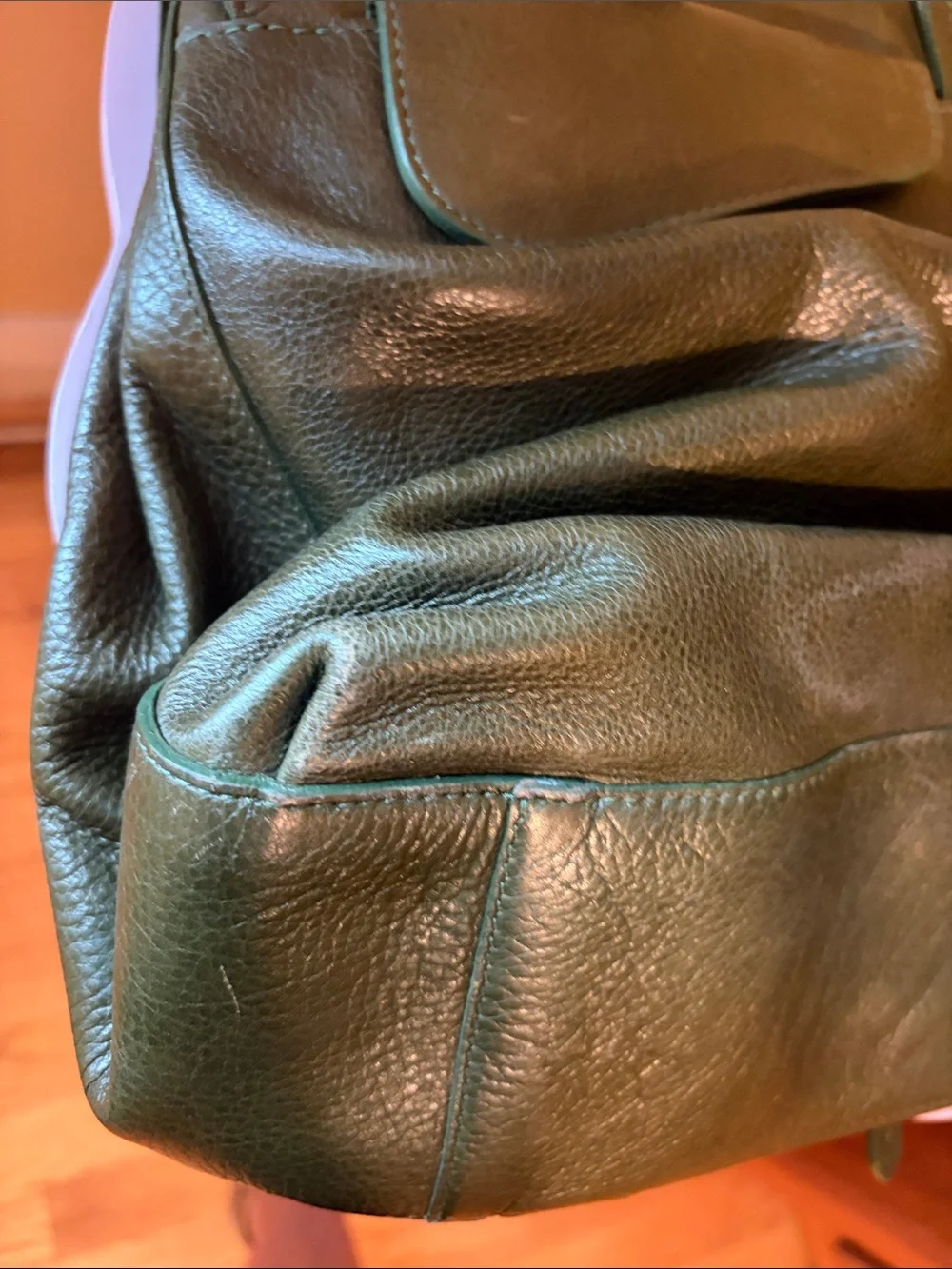 RADLEY LONDON Dark Green Leather Messenger Bag with Buckle Straps